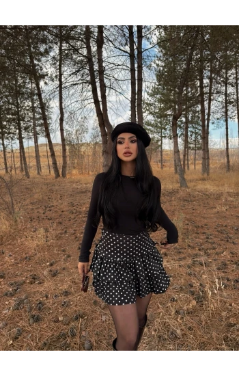 Puantiyeli Kuşgözü Mini Etek