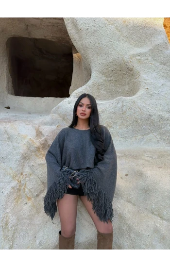 Antrasit Püsküllü Panço Kazak