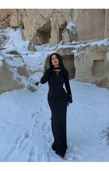 Şal Yaka Maxi Elbise