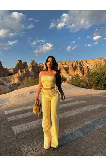 Sarı Straplez İkili Takım