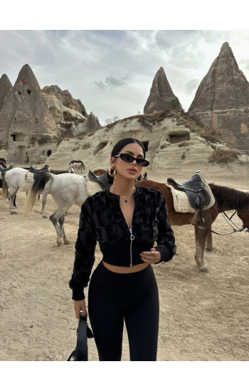 Siyah Bambu Korse Kürk