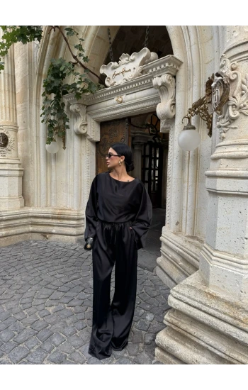 Siyah Basic Saten İkili Takım