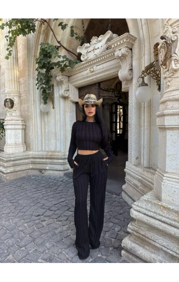 Siyah Fitilli Ters Dikiş İkili Takım