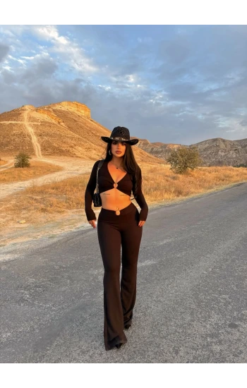 Siyah Halka Detay Fitilli İkili Takım