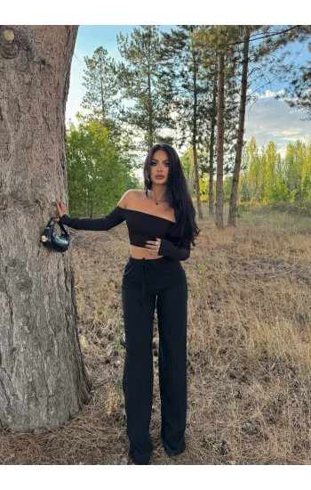 Siyah Kalın Fitilli Kaşkorse Pantolon