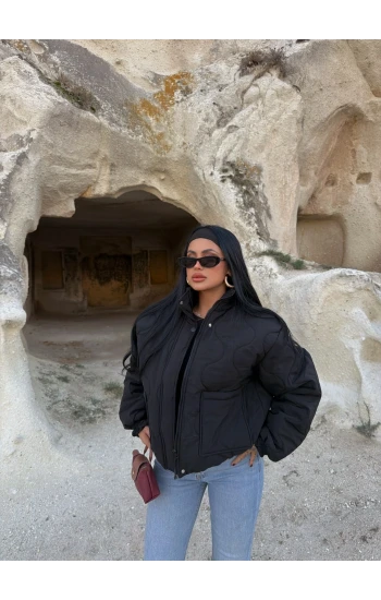 Siyah Kapitone Şişme Mont