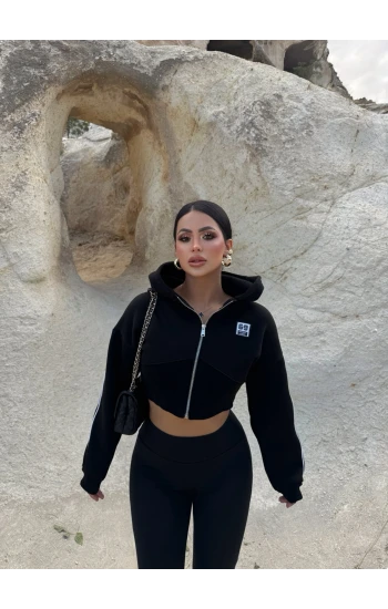 Siyah Kol Biyeli Logo Sweat