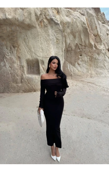 Siyah Madonna Polyamid Elbise