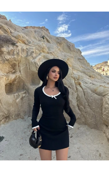 Siyah Serena Triko Elbise