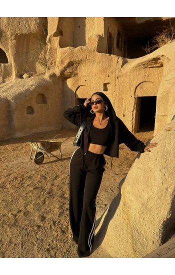 Siyah Şeritli Modal Üçlü Takım