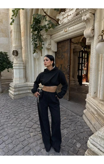 Siyah Simli Ottoman İkili Takım