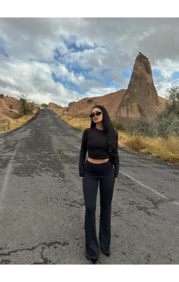 Siyah Yüksek Bel İspanyol Tayt