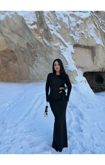 Yan Pencereli Maxi Elbise