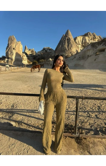 Yeşil Kayık Yaka İkili Takım