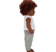 Dada Kıvırcık Saçlı Bebek 60 cm - Gri Eşofmanlı Dada