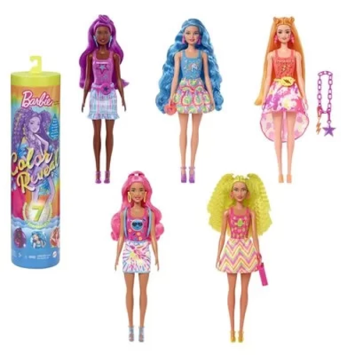 Barbie Color Reveal Renk Değiştiren Sürpriz Neon Saçlı Bebekler HDN72