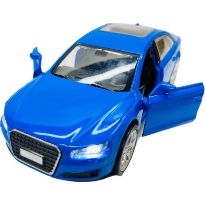 Işıklı ve Sesli Metal Çek Bırak Araba FY6028-12D - Mavi