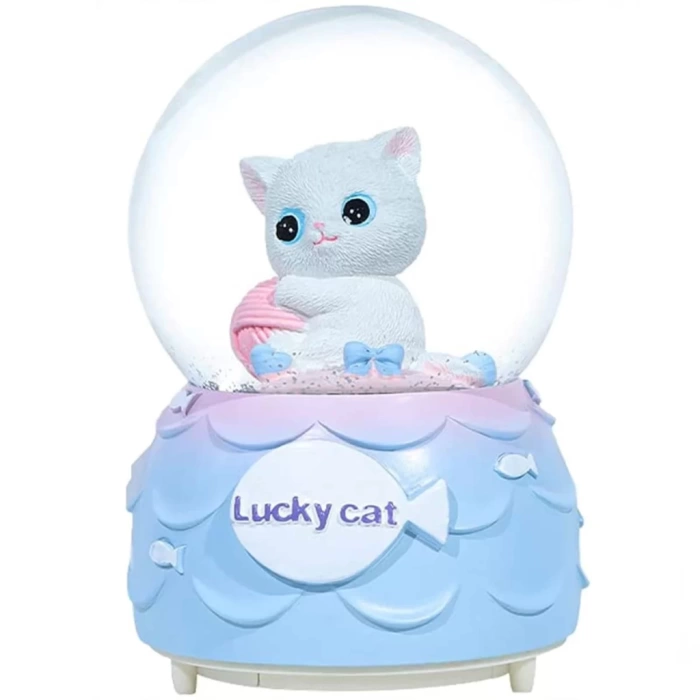 Lucky Cat Işıklı ve Müzikli Kar Küresi