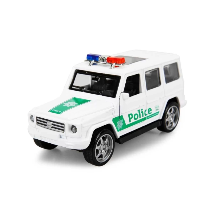 Maxx Wheels Işıklı Polis Jeep Model Arabalar 12 cm. - Beyaz-Yeşil Jeep