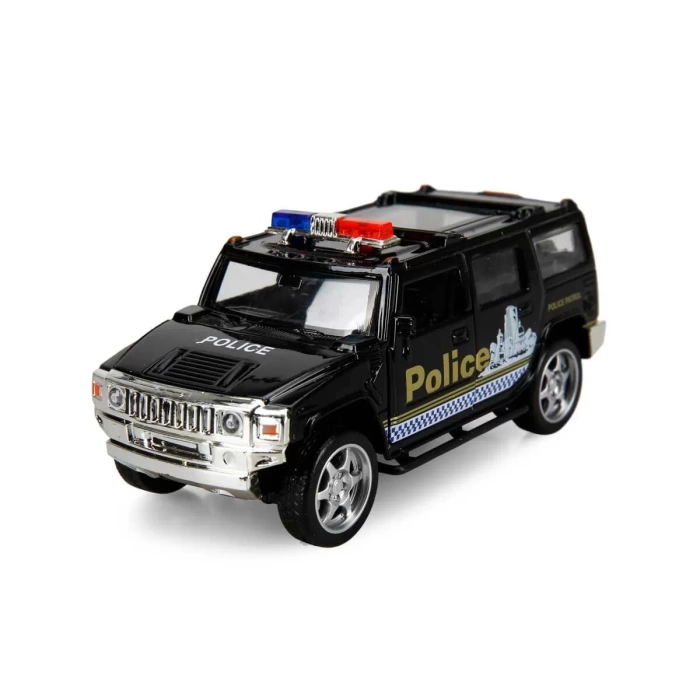 Maxx Wheels Işıklı Polis Jeep Model Arabalar 12 cm. - Siyah-Jeep