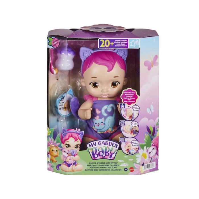 My Garden Baby Sesli ve Aksesuarlı Yavru Kedi Bebeğim HHP27 HHP28 Mor