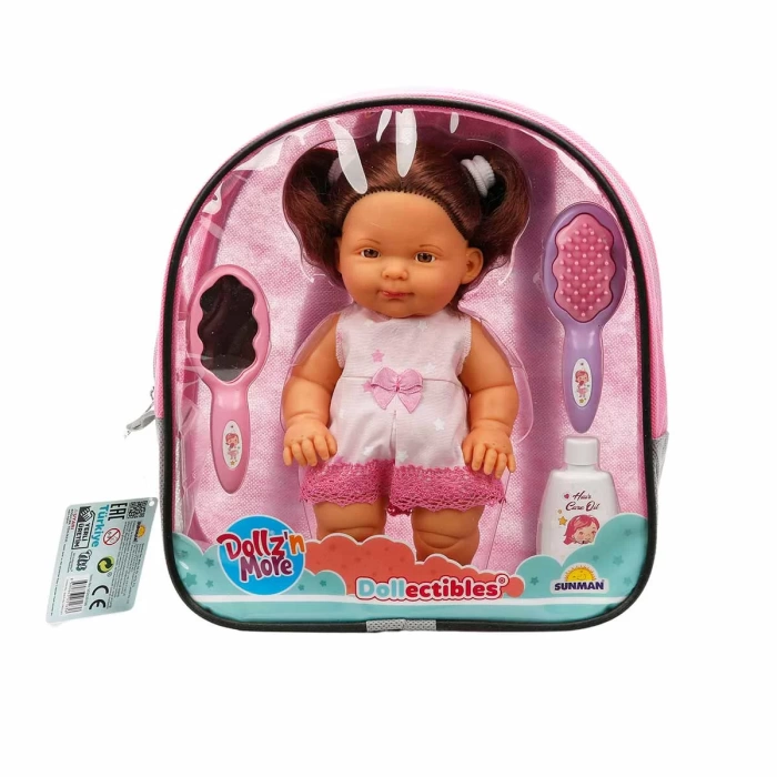 Nil Bebek Sırt Çantalı Set 23 cm - Esmer Nil Bebek