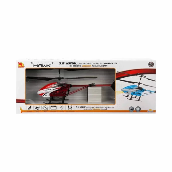 Uzaktan Kumandalı Hawk Helikopter 3,5 Kanal 45 cm. - Kırmızı