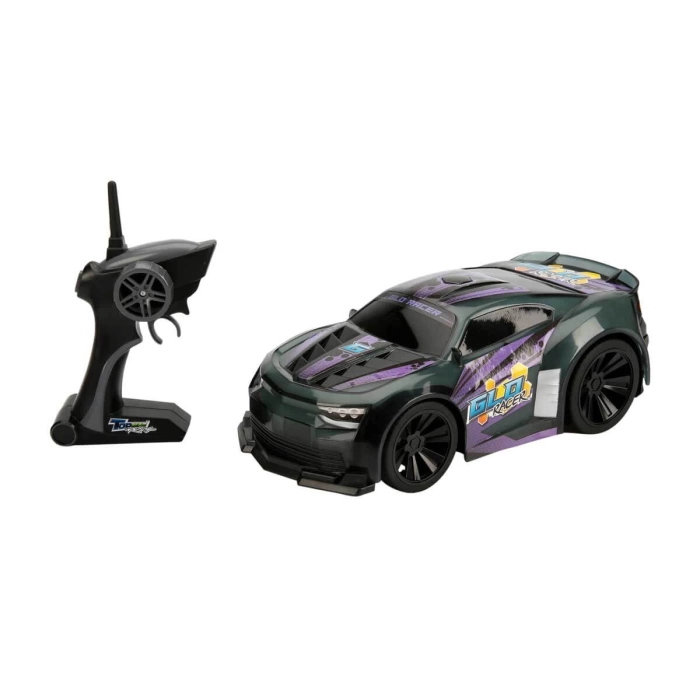 1:16 Uzaktan Kumandalı Sesli ve Işıklı Glo Racer Araba 28 cm. - Siyah-Mor