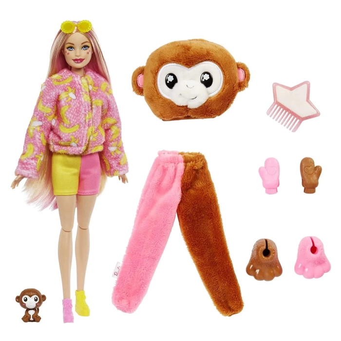 Barbie Cutie Reveal Bebekler Barbie Tropikal Orman Serisi Maymun HKR01