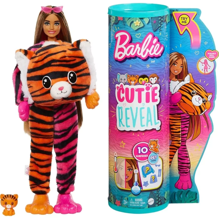 Barbie Cutie Reveal Bebekler Tropikal Orman Serisi Kaplan HKP97-HKP99