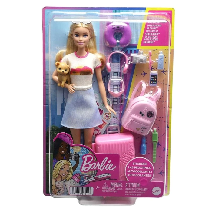 Barbie Seyahatte Bebeği ve Aksesuarları HJY18