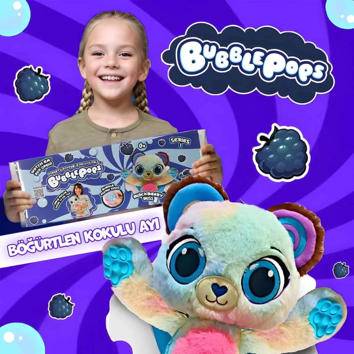 Bubble Pops Kokulu Peluş S1 - Böğürtlen Kokulu Ayı