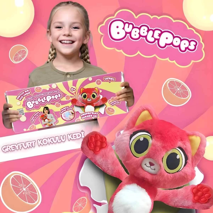Bubble Pops Kokulu Peluş S1 - Greyfurt Kokulu Kedi