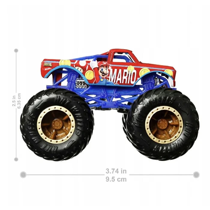 Hot Wheels Monster Trucks Gösteri Dünyası Temalı 1:24 Arabalar Mario HCR75