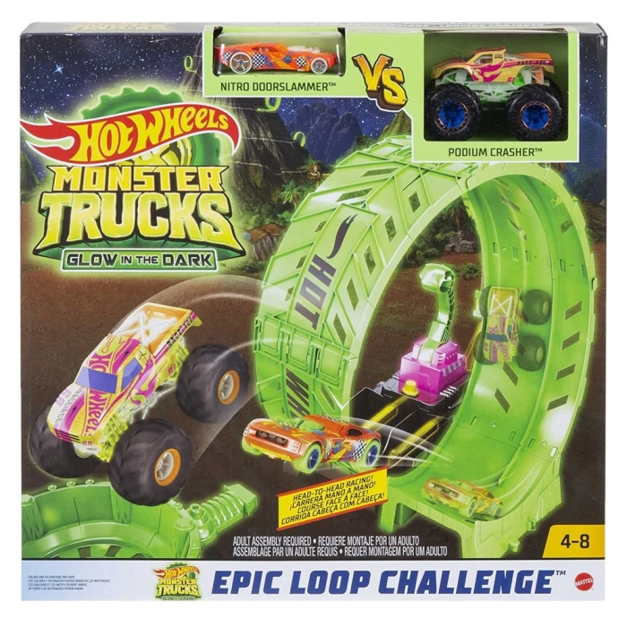 Hot Wheels Monster Trucks Karanlıkta Parlayan Çemberde Yarış Seti HBN02