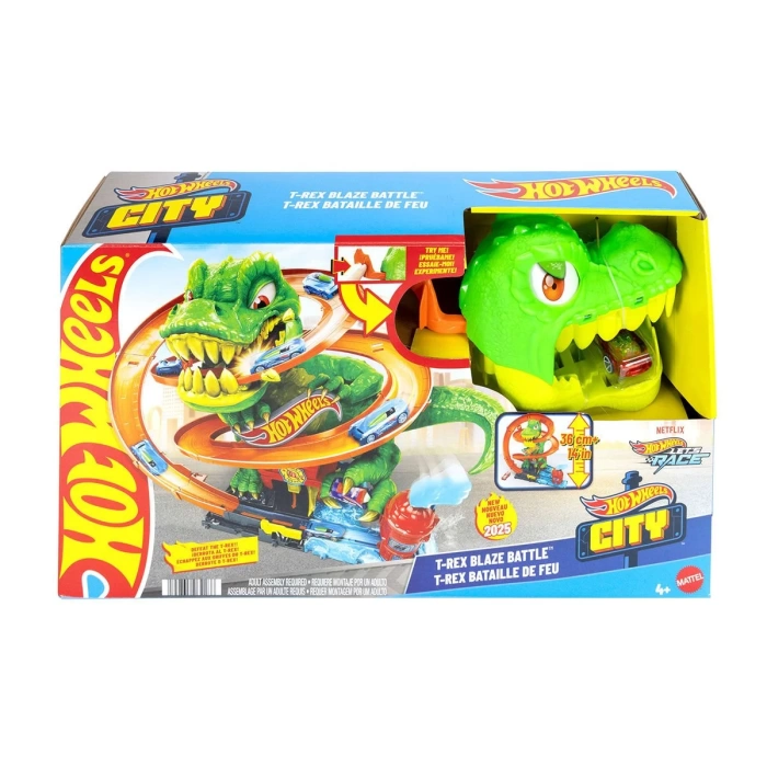 Hot Wheels T-Rex ve İtfaiye İstasyonu Oyun Seti JBM73