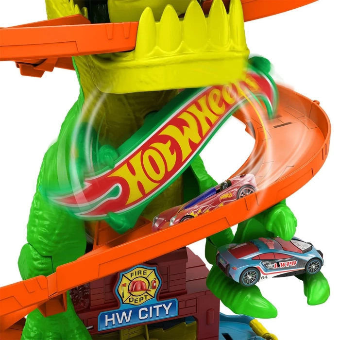 Hot Wheels T-Rex ve İtfaiye İstasyonu Oyun Seti JBM73