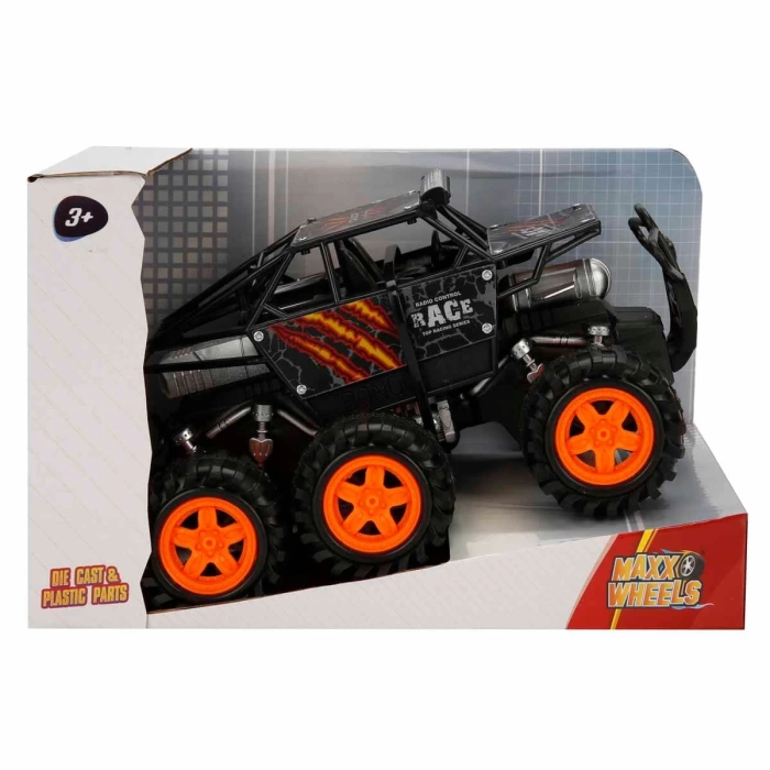Maxx Wheels Rock Crawler Sürtmeli Araba 21 cm. - Siyah-Turuncu Çizgili