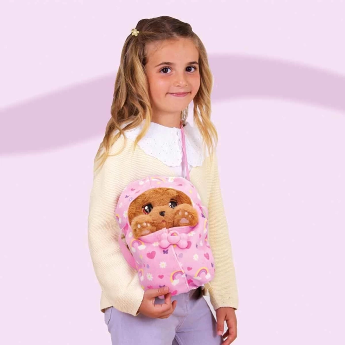 Sesli Baby Paws Yavru Köpek Peluş BAW01000 - Cocker Pembe Çanta