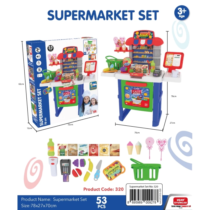 Supermarket Cashier Set with Fruit Mix (78cm)