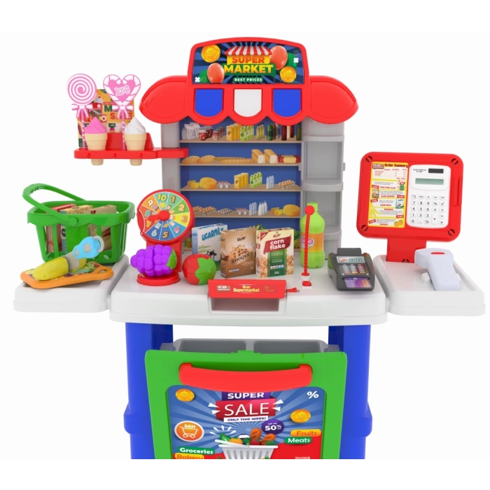 Supermarket Cashier Set with Fruit Mix (78cm)