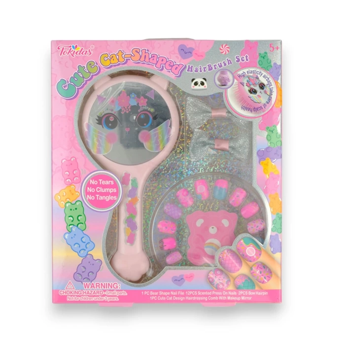 Tokidas Cute Cat-Shaped Hairbrush Set T262