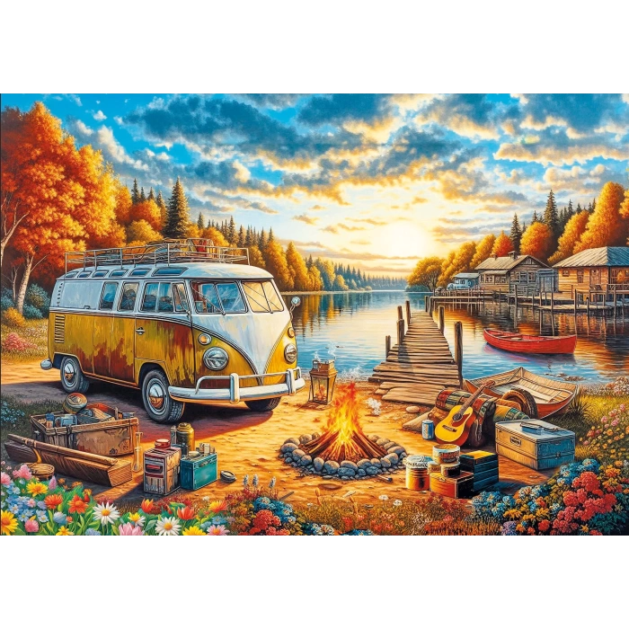 Ks Games Vosvos Camp Fire At Sunset Puzzle - 1000 parça