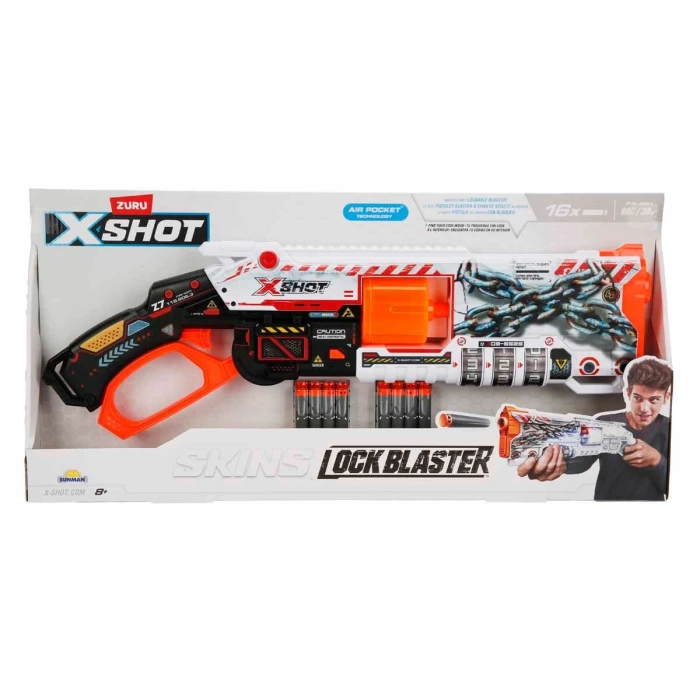 X-Shot Skins Lock Blaster 16 Mermili Sünger Dart Atan Silah 56 cm