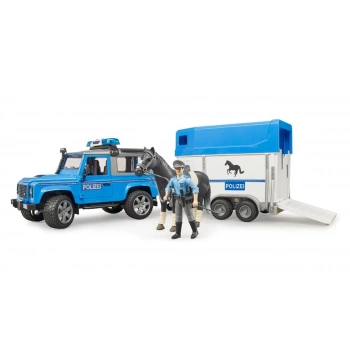 Bruder Land Rover Polis Aracı At Nakil Römorku /Memur ve Atı