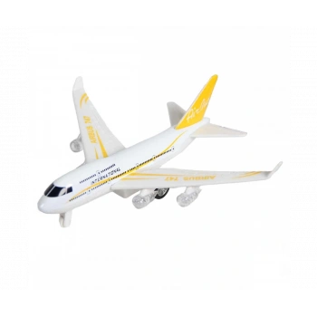 Metal Çekbırak Işıklı Sesli Yolcu Uçağı - Sarı