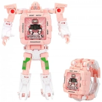 Dönüşebilen Robot Saat Oyun Konsolu - Pembe