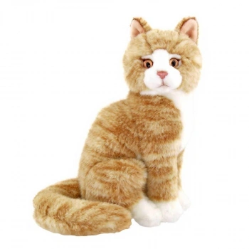 Oturan Krem Peluş Kedi 22 cm.