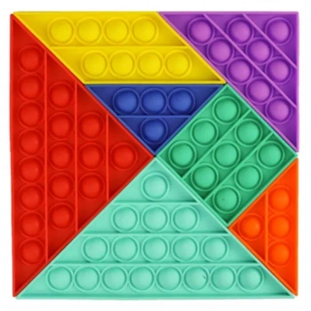 Push Bubble Gökkuşağı Renkli Büyük Boy Tangram Baloncuk Patlatma Oyunu 20 X 20 Cm.