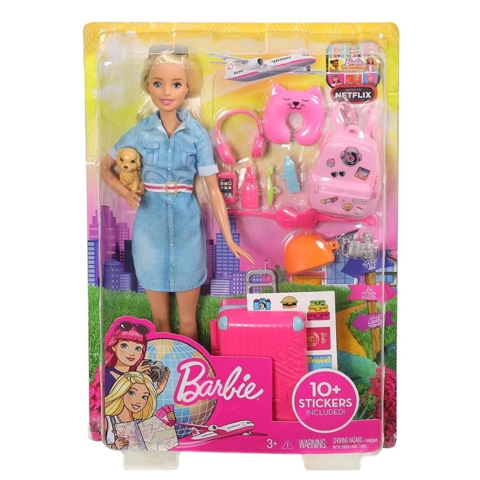 Barbie Seyahatte Bebeği ve Aksesuarları - FWV25